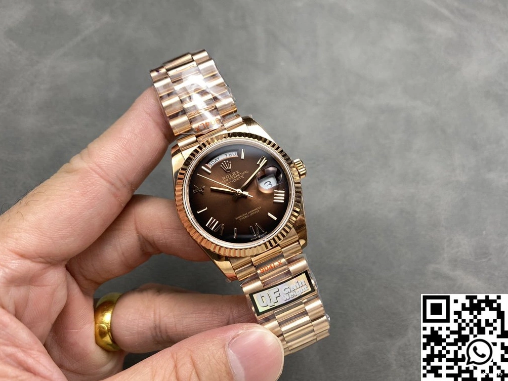 Rolex 36mm Rose M128235 Tungsten Chocalate Gold Date Day QF Factory Steel v5 Dial 0402